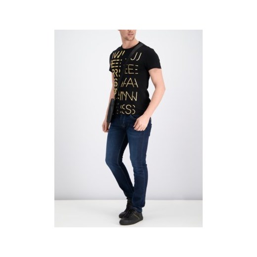 T-shirt męski Versace Jeans z krótkim rękawem czarny w stylu młodzieżowym 