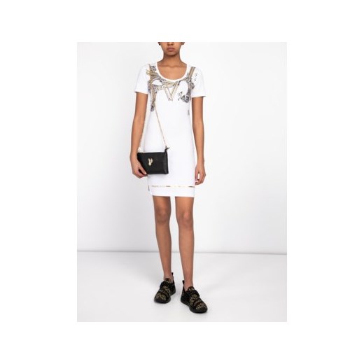 Sukienka Versace Jeans midi z krótkim rękawem prosta biała 