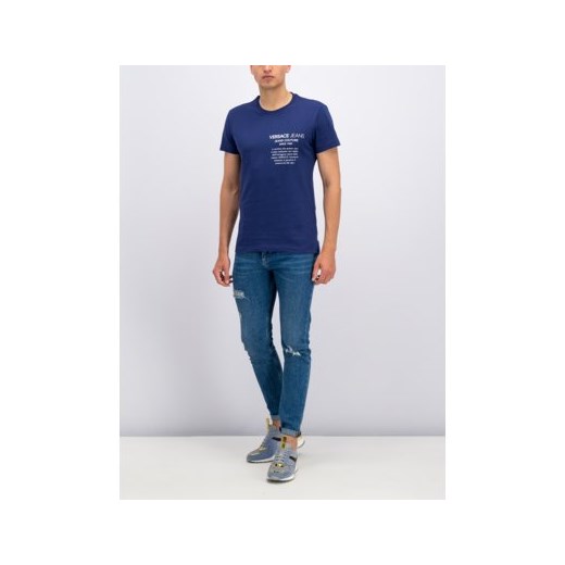 Versace Jeans t-shirt męski niebieski z krótkimi rękawami 