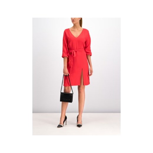 Czerwona sukienka Elisabetta Franchi z długimi rękawami mini 