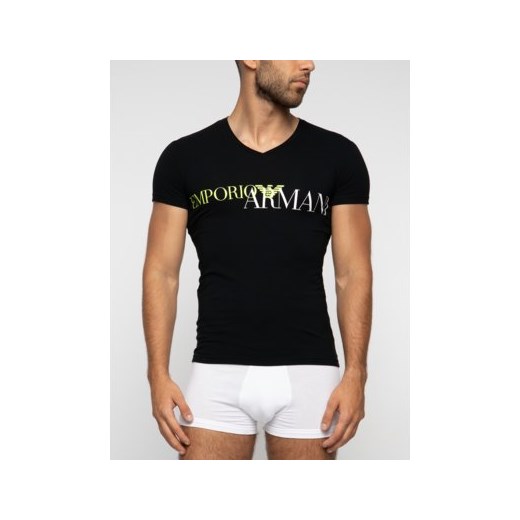 T-shirt męski czarny Emporio Armani z krótkim rękawem 