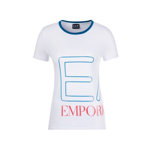 Bluzka damska biała Ea7 Emporio Armani z krótkim rękawem z napisem 