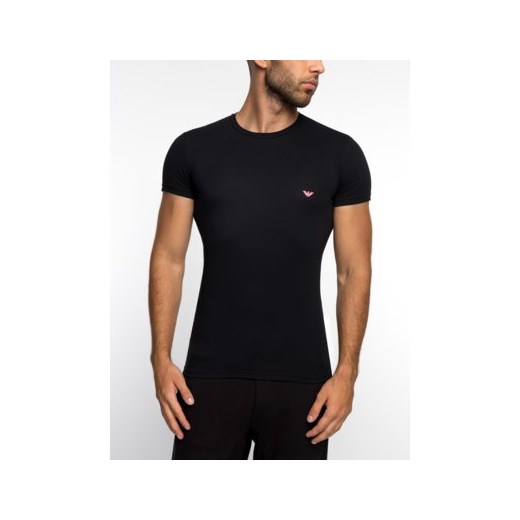 T-shirt męski Emporio Armani bez wzorów czarny z krótkim rękawem 