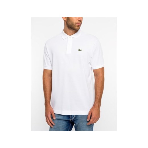 T-shirt męski biały Lacoste bez wzorów casual 
