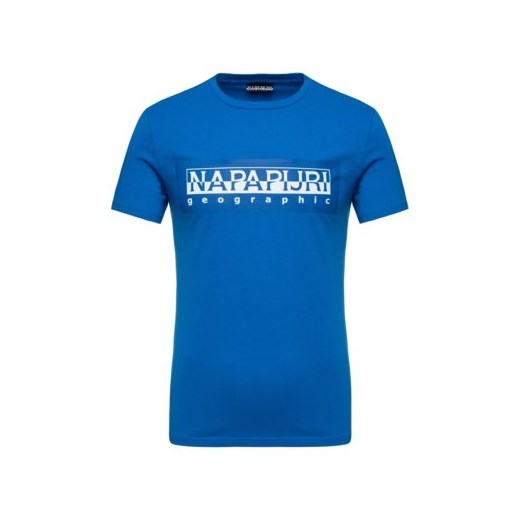 T-shirt męski niebieski Napapijri w stylu młodzieżowym z krótkim rękawem 