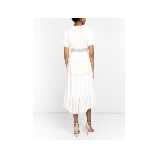 Sukienka The Kooples biała mini bez wzorów z krótkim rękawem w serek na karnawał 