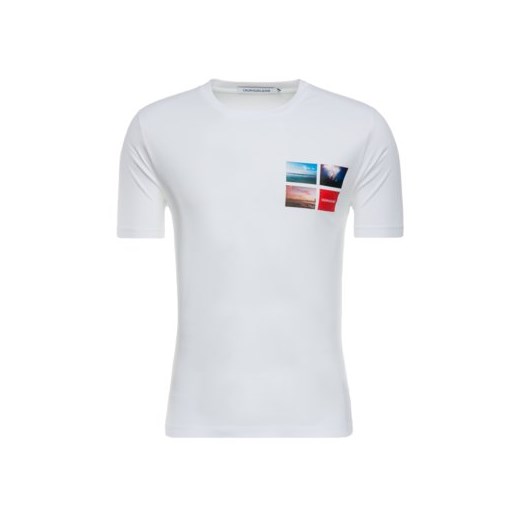 T-shirt męski biały Calvin Klein z nadrukami w stylu młodzieżowym 