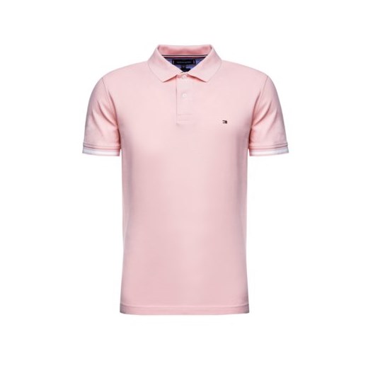 T-shirt męski różowy Tommy Hilfiger bez wzorów 