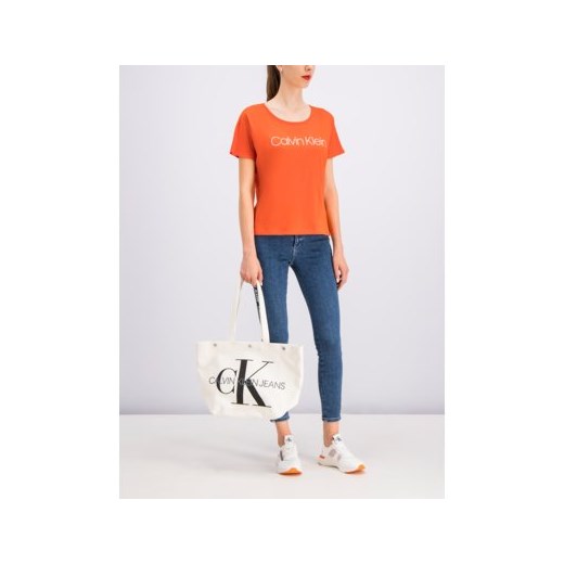 Bluzka damska Calvin Klein z napisami z okrągłym dekoltem casual 