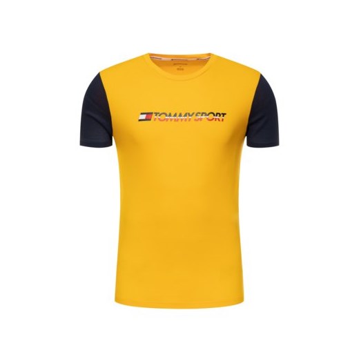 T-shirt męski Tommy Sport żółty z krótkim rękawem 