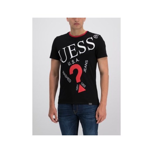 T-shirt męski czarny Guess z krótkim rękawem 