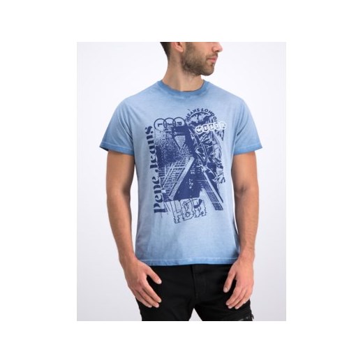 T-shirt męski Pepe Jeans niebieski z krótkim rękawem 