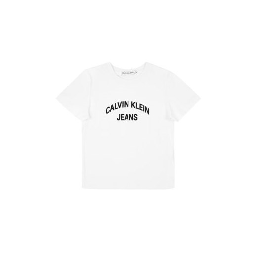 T-shirt chłopięce Calvin Klein biały z krótkimi rękawami z napisami 