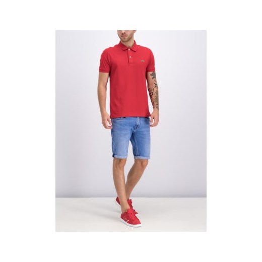 Lacoste t-shirt męski z krótkimi rękawami czerwony bez wzorów 