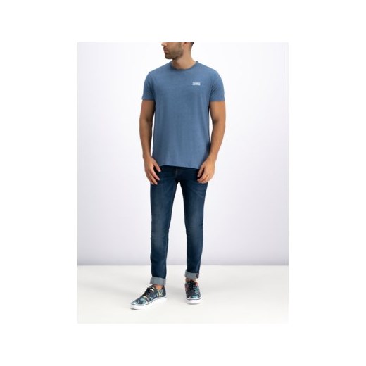 T-shirt męski niebieski Tommy Jeans bez wzorów z krótkim rękawem casualowy 