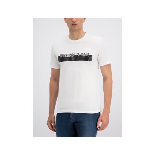 T-shirt męski Trussardi Jeans z napisem z krótkim rękawem 