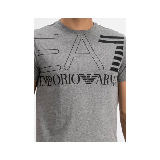 T-shirt męski brązowy Ea7 Emporio Armani z krótkimi rękawami 