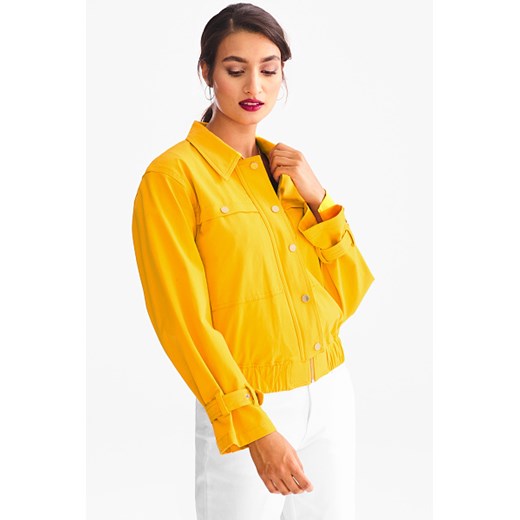 Canda kurtka damska krótka żółta z kapturem bawełniana casual 