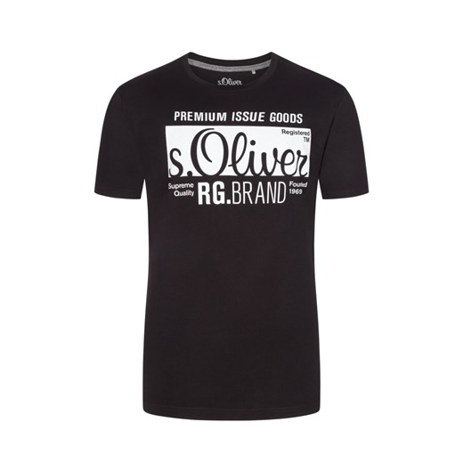 s. Oliver, T-shirt, okrągły dekolt, z kontrastującym nadrukiem z logo Czarny S.Oliver  5XL Hirmer