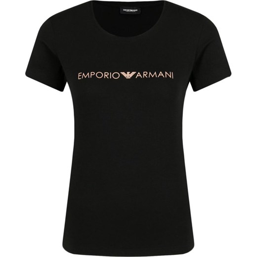 Bluzka damska Emporio Armani czarna z okrągłym dekoltem w stylu młodzieżowym 