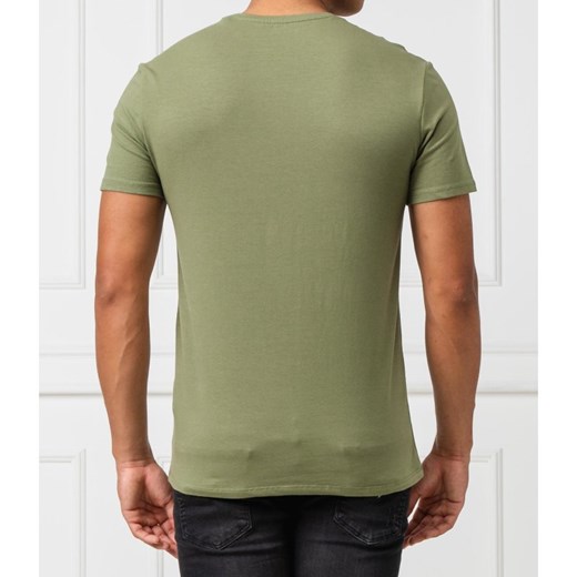 T-shirt męski zielony Guess Jeans casual z krótkim rękawem 