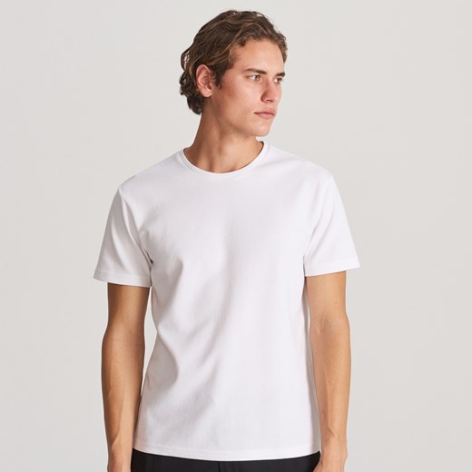 Reserved - T-shirt ze strukturalnej dzianiny - Biały  Reserved XL 