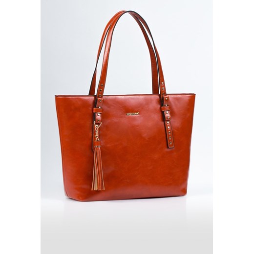 Czerwona shopper bag Monnari elegancka matowa na ramię 