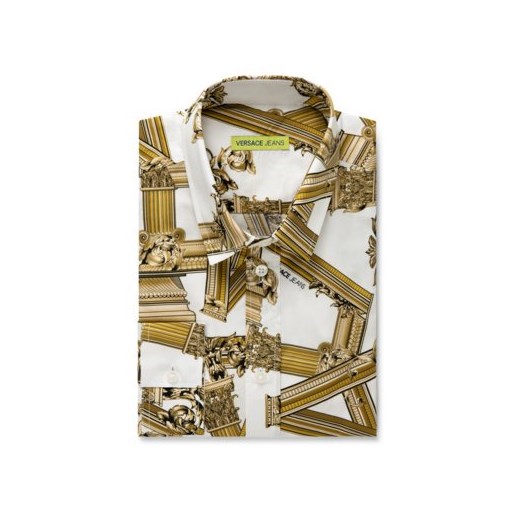 Koszula damska Versace Jeans w abstrakcyjnym wzorze z kołnierzykiem z długim rękawem 