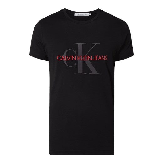 T-shirt męski Calvin Klein jesienny z krótkim rękawem z bawełny 