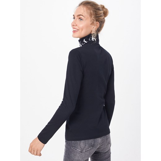 Bluzka damska Calvin Klein z długimi rękawami czarna tkaninowa bez wzorów 