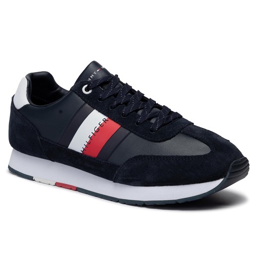Sneakersy TOMMY HILFIGER - Corporate Leather Flag Runner FM0FM02380 Midnight 403  Tommy Hilfiger 42 eobuwie.pl