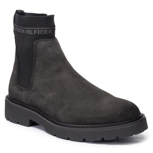 Sztyblety TOMMY HILFIGER - Suede Cleated Chelsea Boot FM0FM02532 Magnet PC9 Tommy Hilfiger  46 eobuwie.pl