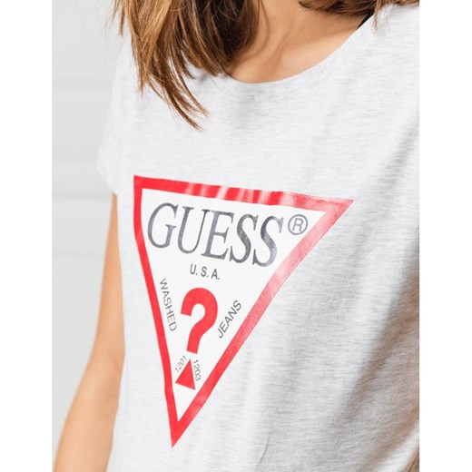 Bluzka damska Guess Underwear biała z krótkimi rękawami z okrągłym dekoltem 