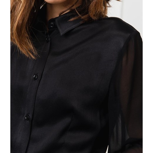 Emporio Armani koszula damska elegancka z kołnierzykiem czarna 
