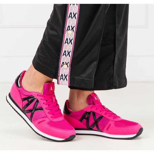 Armani buty sportowe damskie bez wzorów płaskie różowe zimowe sznurowane 