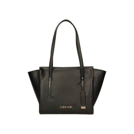 Shopper bag Calvin Klein czarna matowa na ramię ze skóry ekologicznej 