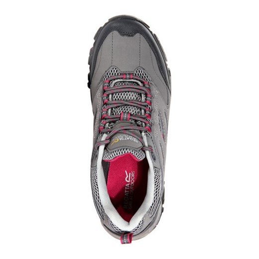 Buty trekkingowe damskie szare Regatta sportowe na płaskiej podeszwie wiązane bez wzorów 