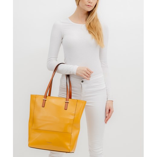 Shopper bag Puccini żółta matowa na ramię duża ze skóry ekologicznej 