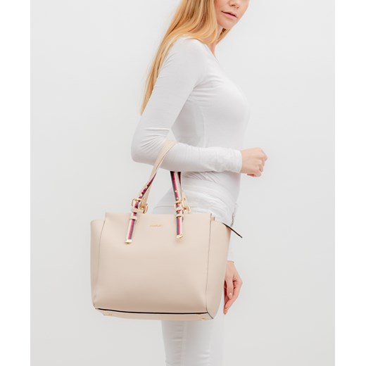 Puccini shopper bag beżowa elegancka mieszcząca a7 matowa bez dodatków 