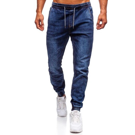 Spodnie jeansowe joggery męskie granatowe Denley KA675