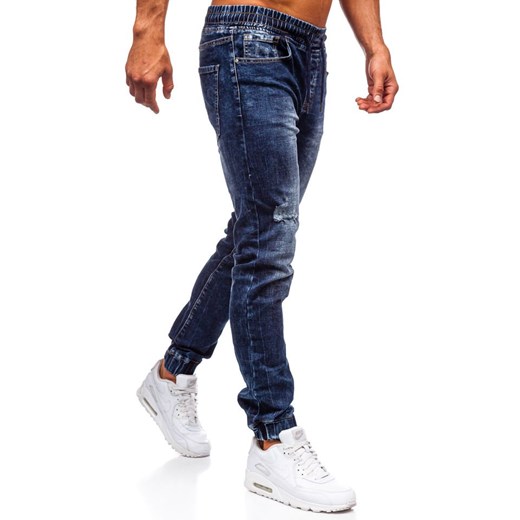 Spodnie jeansowe joggery męskie granatowe Denley KA606