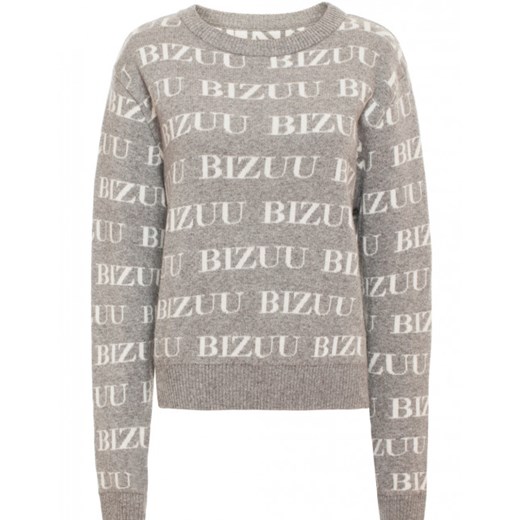 Sweter damski Bizuu szary z okrągłym dekoltem 