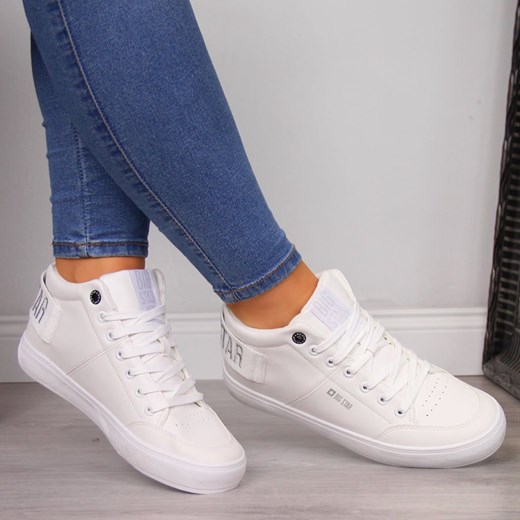 Buty sportowe damskie Big Star młodzieżowe płaskie sznurowane gładkie białe 