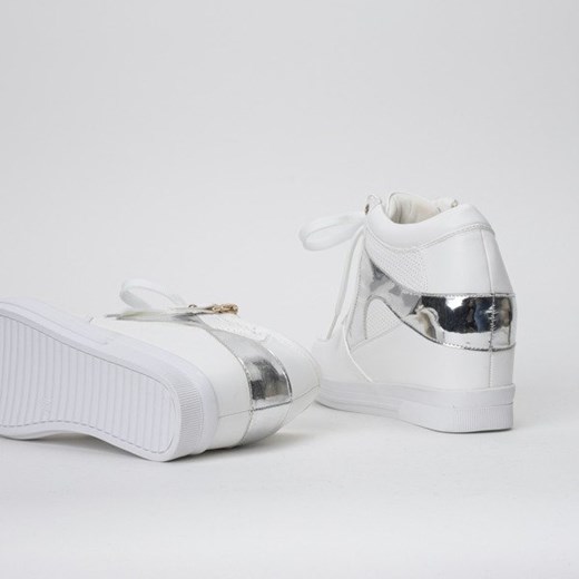 Białe sneakersy na koturnie Ester- Obuwie Royalfashion.pl  41 