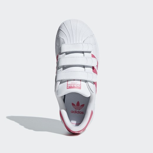 Trampki dziecięce Adidas Originals białe w paski skórzane na rzepy 