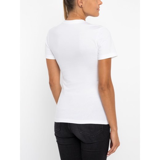 Bluzka damska biała Calvin Klein z napisami z okrągłym dekoltem 
