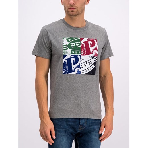 Pepe Jeans t-shirt męski na jesień szary z krótkim rękawem 