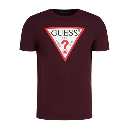 T-shirt męski Guess czerwony z napisami 