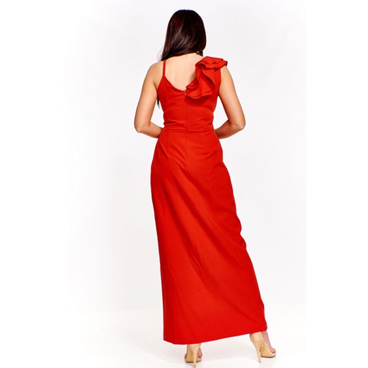 Sukienka Keyla czerwona bez rękawów na karnawał z dekoltem w serek 