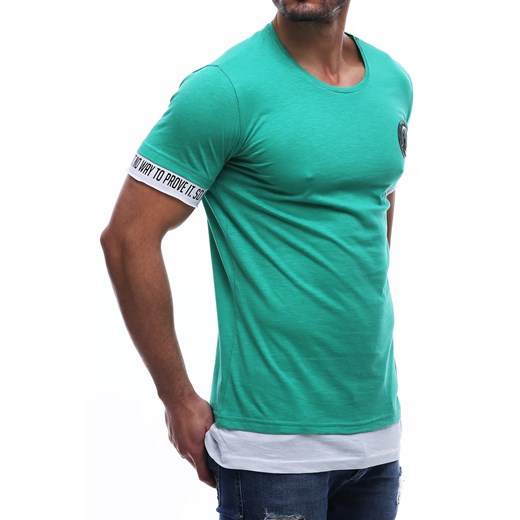 T-shirt męski zielony casual z krótkimi rękawami 